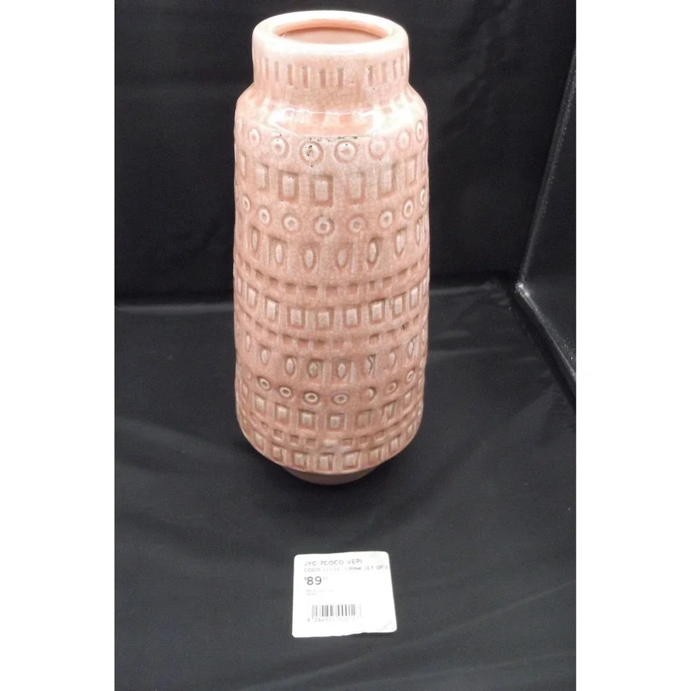 Jamie Young Ceramic Vase Set Textured Pattern Handcrafted Rustic Decor Markings - Picture 1 of 14